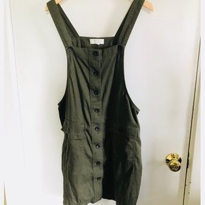 Forever 21 Olive Green Cargo Overall Dress Jumper